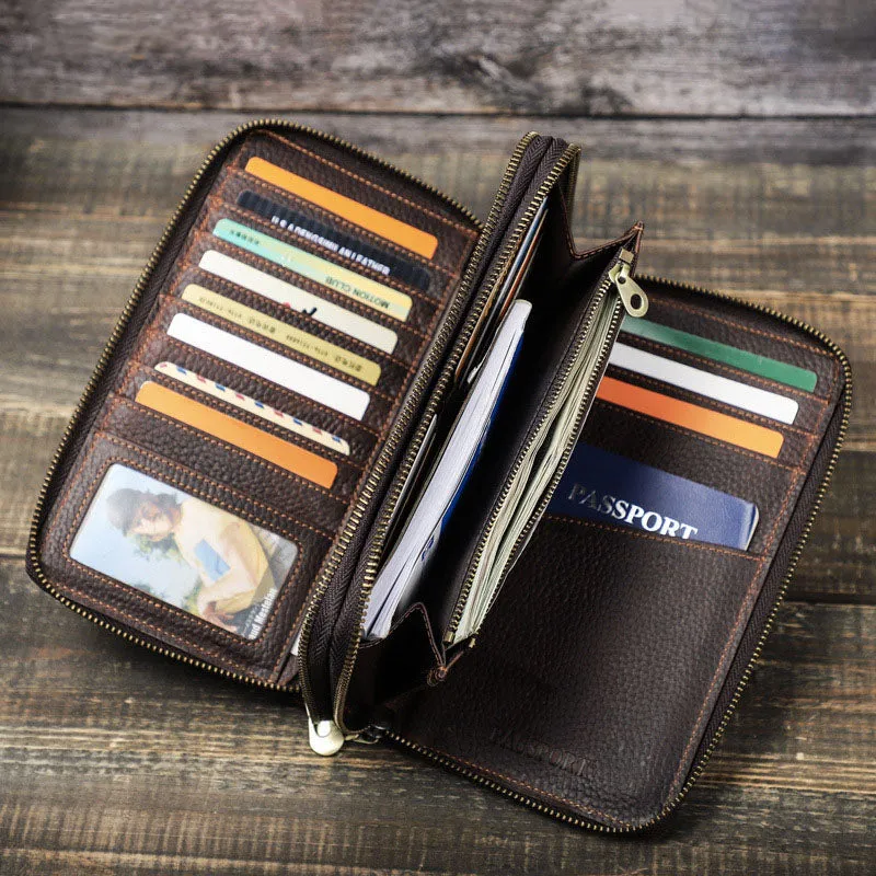 Men's Leather Wallet Purse Hand Bag Clutch Bag Card Package Storage Bag For Gift