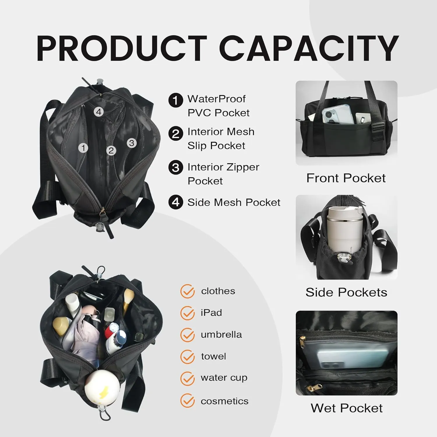 Mini Gym Bag for Women - Small Gym Tote with Wet Compartment - Waterproof Sport Travel Duffel Bag - Workout Bag 2025