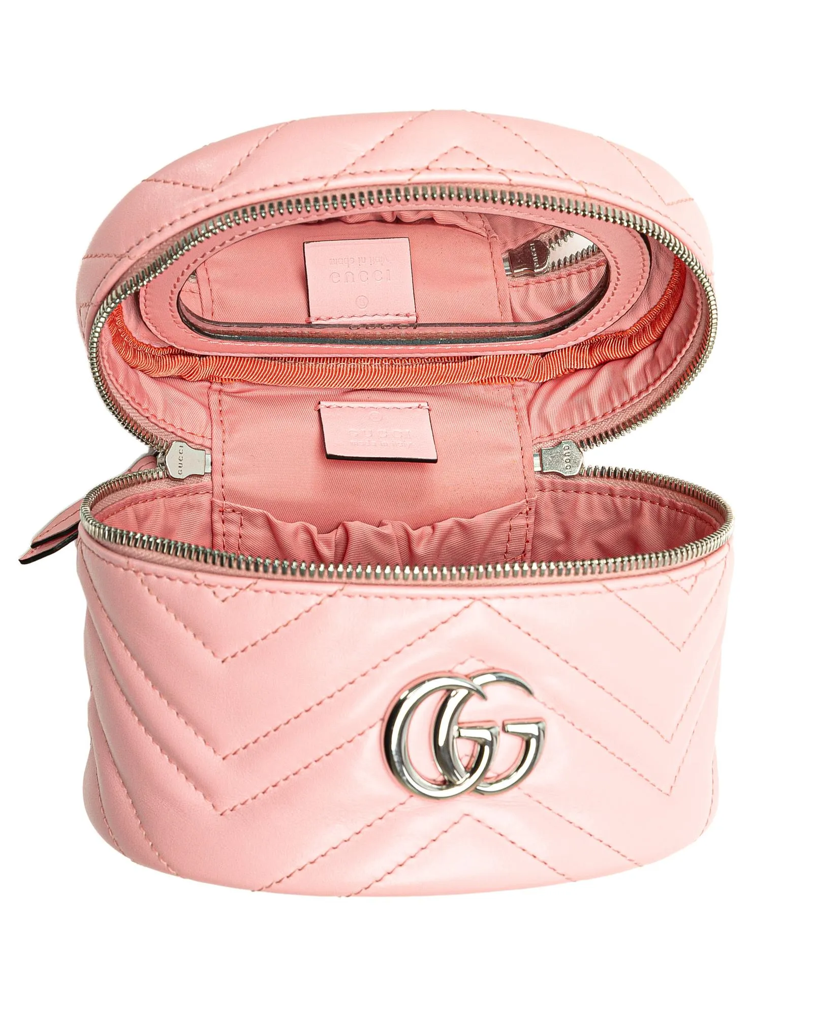 Mini Round Quilted Leather Vanity Bag with Top Handle
