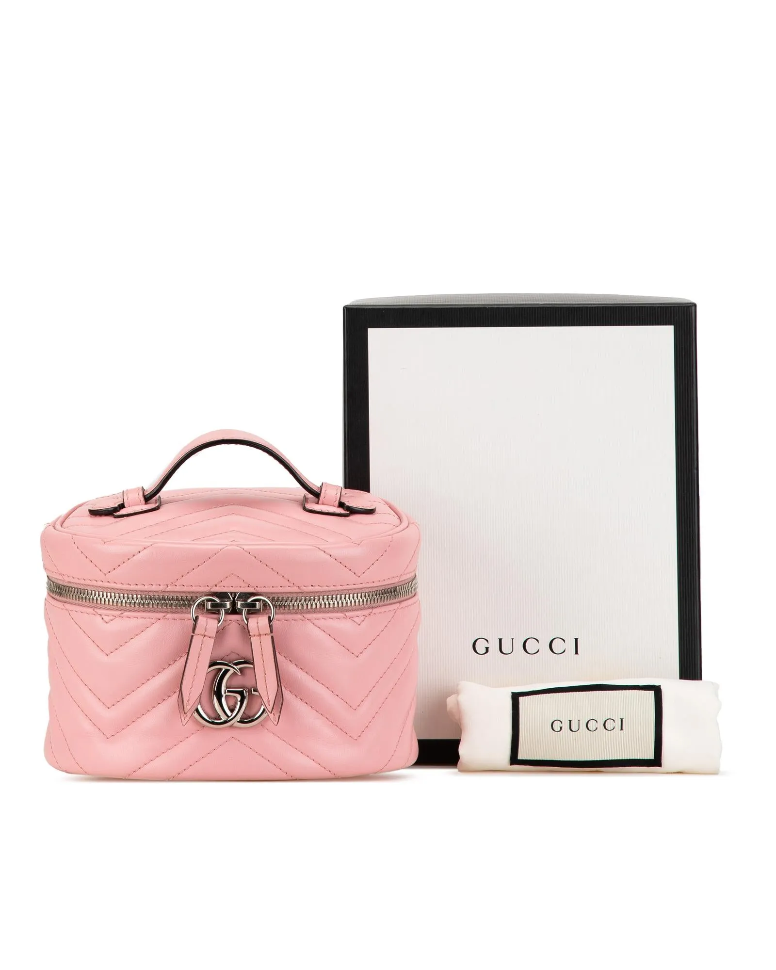 Mini Round Quilted Leather Vanity Bag with Top Handle