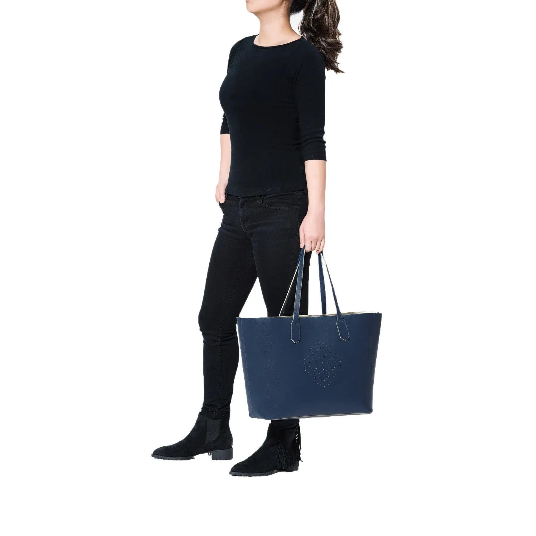 Monogram Tote - Navy