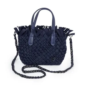 NEW: Barrie Mini Woven Tote (Fringe Top) - Navy
