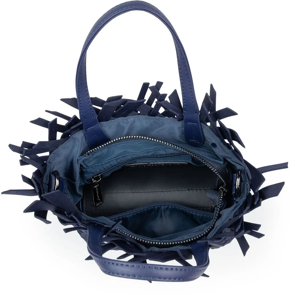 NEW: Barrie Mini Woven Tote (Fringe Top) - Navy