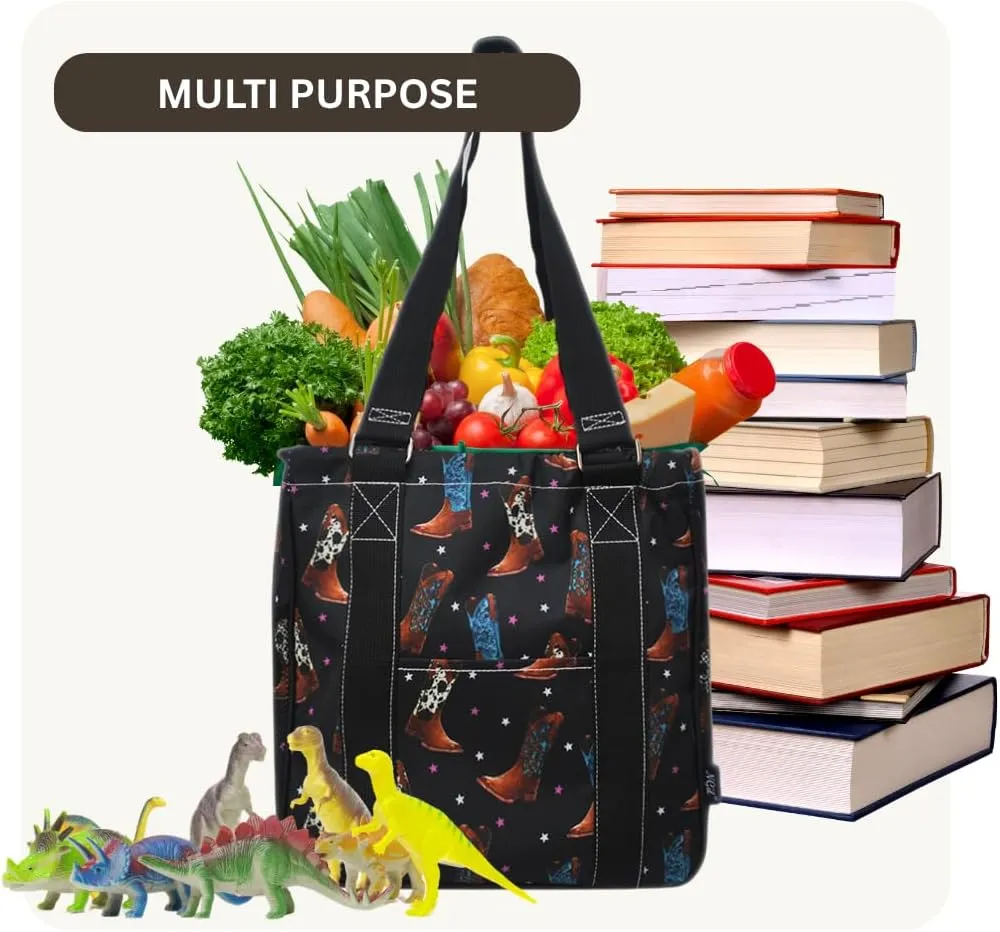 NGIL Mini Utility Tote Bag with Mesh Pockets and Collapsible Metal Frame, Water-Resistant Canvas Storage Basket