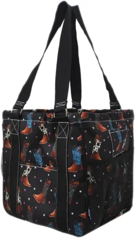 NGIL Mini Utility Tote Bag with Mesh Pockets and Collapsible Metal Frame, Water-Resistant Canvas Storage Basket