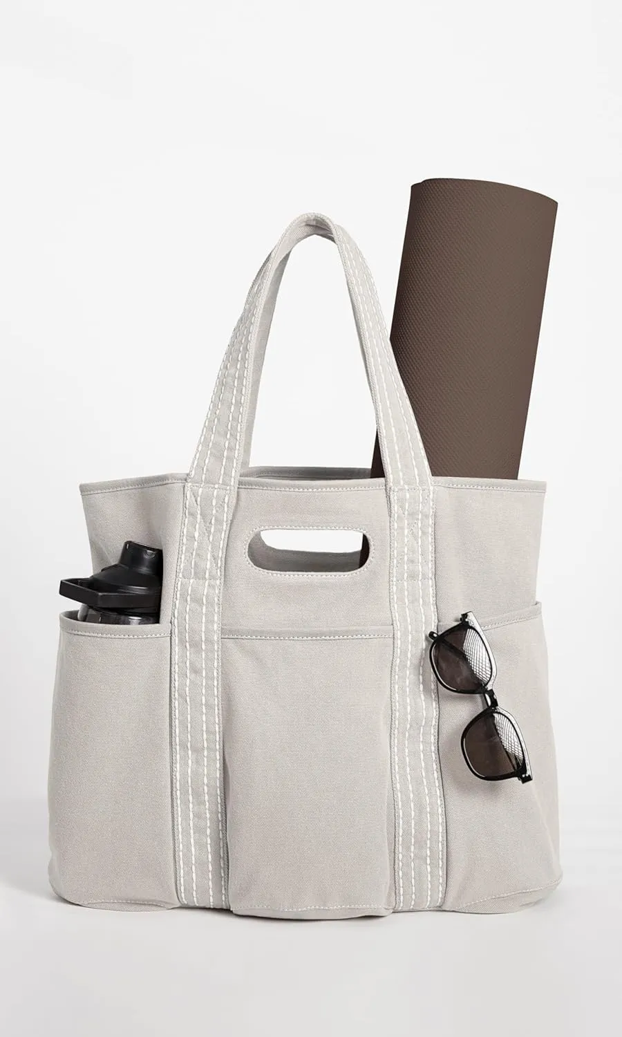 ODODOS 29L Oversized Canvas Tote Bag Large Capacity Open Top Shoulder Bags for Gym Workout Shopping Beach Travel