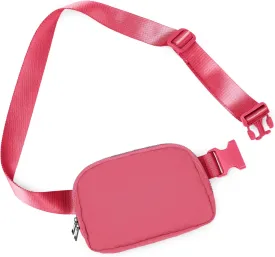 ODODOS Everywhere Belt Bag with Adjustable Strap, Small Waist Pouch Fanny Pack for Workout Running Travelling Hiking, Raspberry
