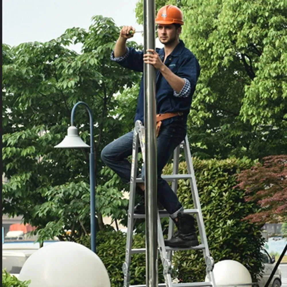 (Out of Stock) 11.5 Feet Folding Multi-Ladder 12 Step Aluminum Extendable Ladder Scaffold Ladders, 330lbs Capacity