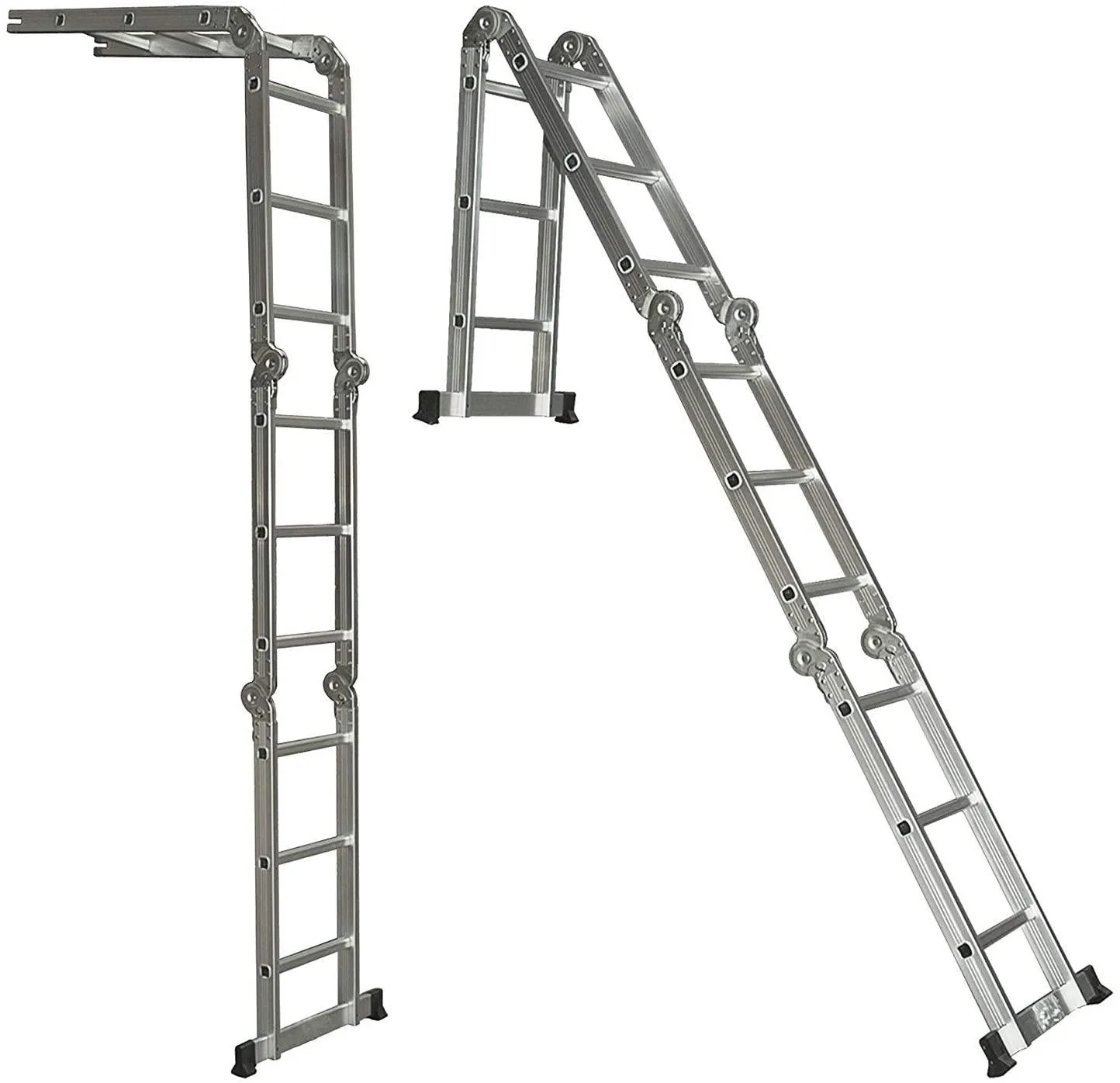 (Out of Stock) 11.5 Feet Folding Multi-Ladder 12 Step Aluminum Extendable Ladder Scaffold Ladders, 330lbs Capacity