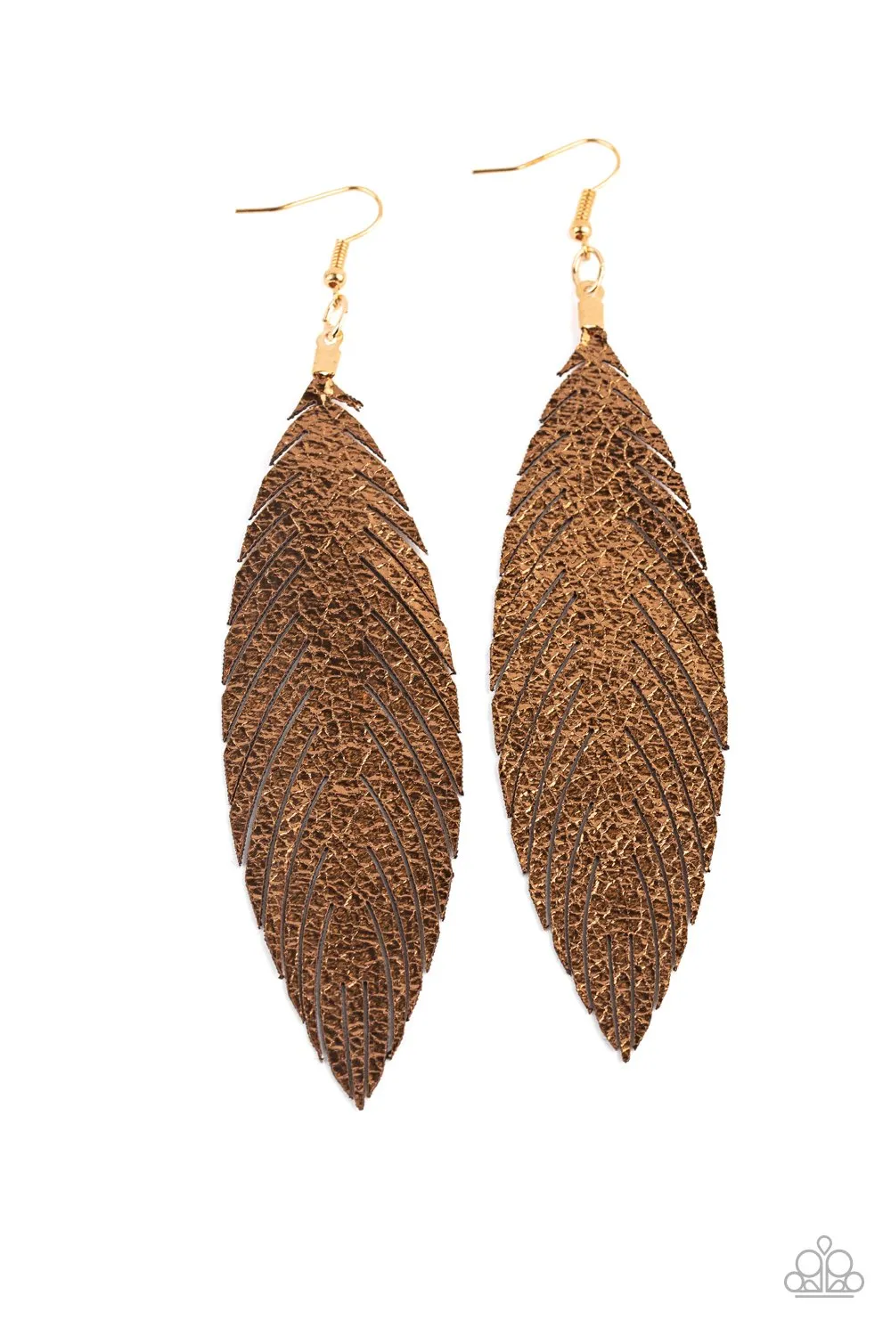 Paparazzi Feather Fantasy Earrings Gold