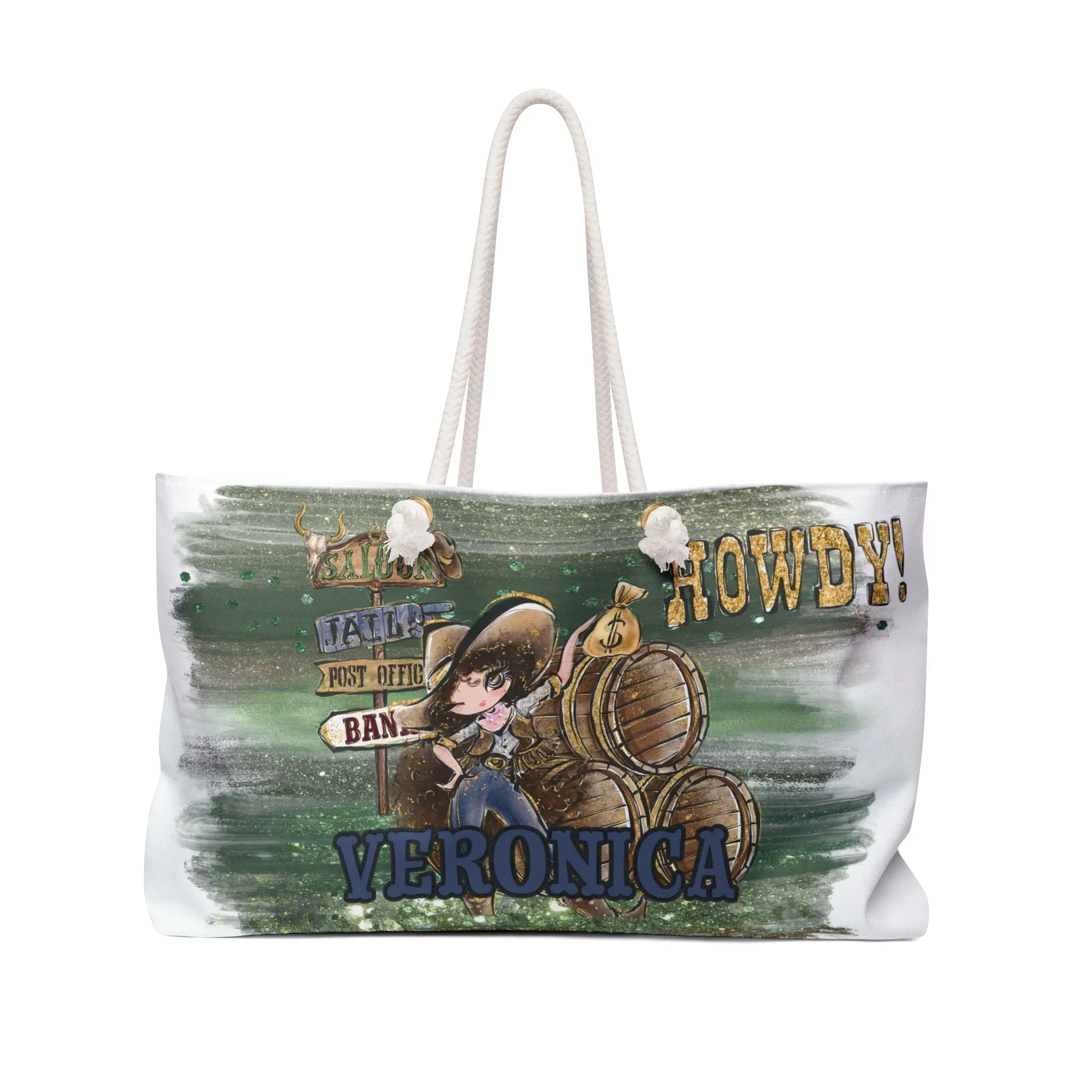 Personalised Weekender Bag, Howdy, Large Weekender Bag, Beach Bag, Book Bag