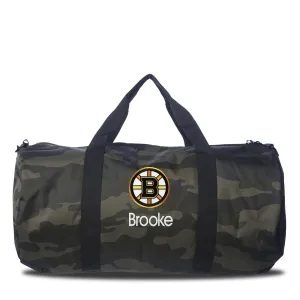 Personalized Boston Bruins Forest Camo Duffel Bag