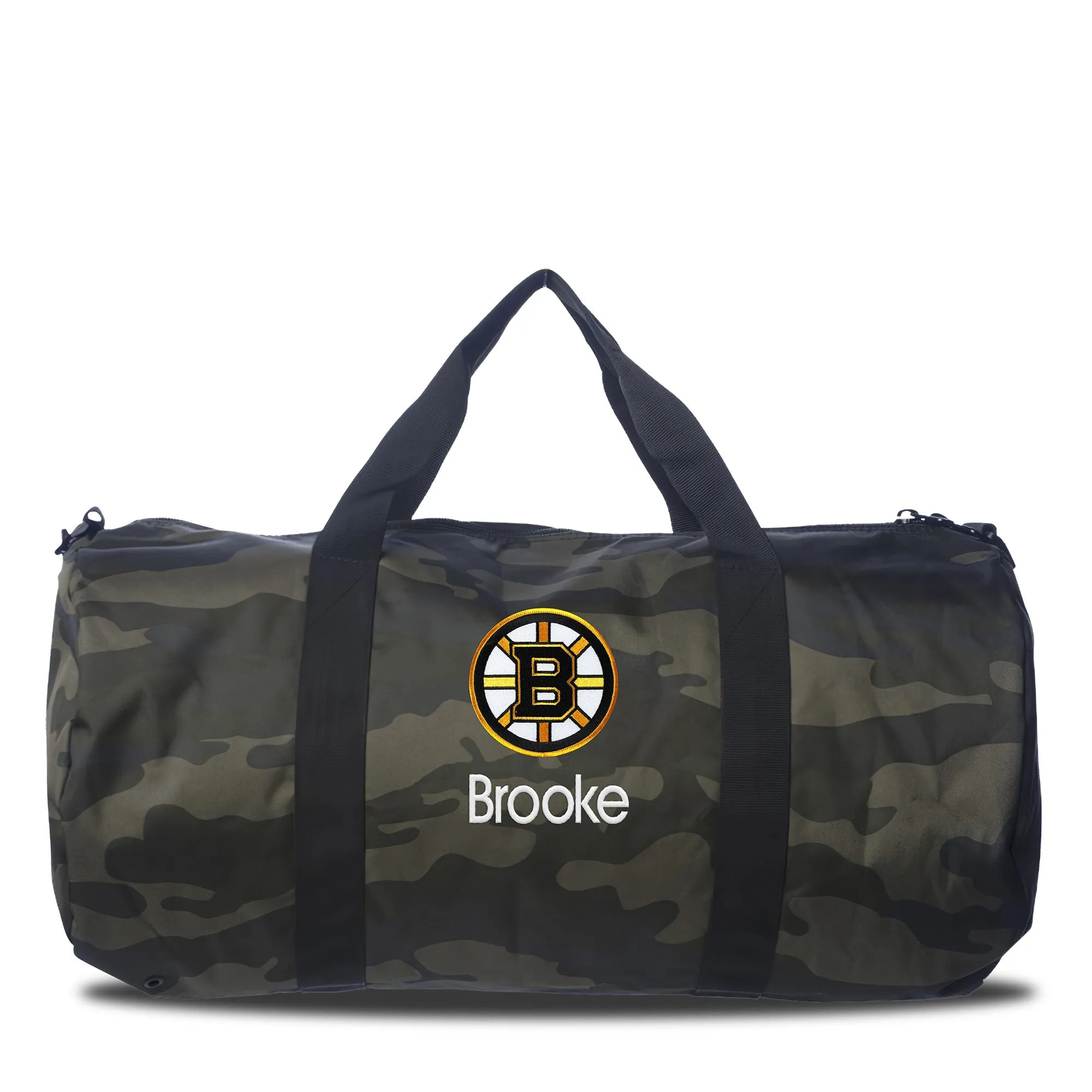 Personalized Boston Bruins Forest Camo Duffel Bag