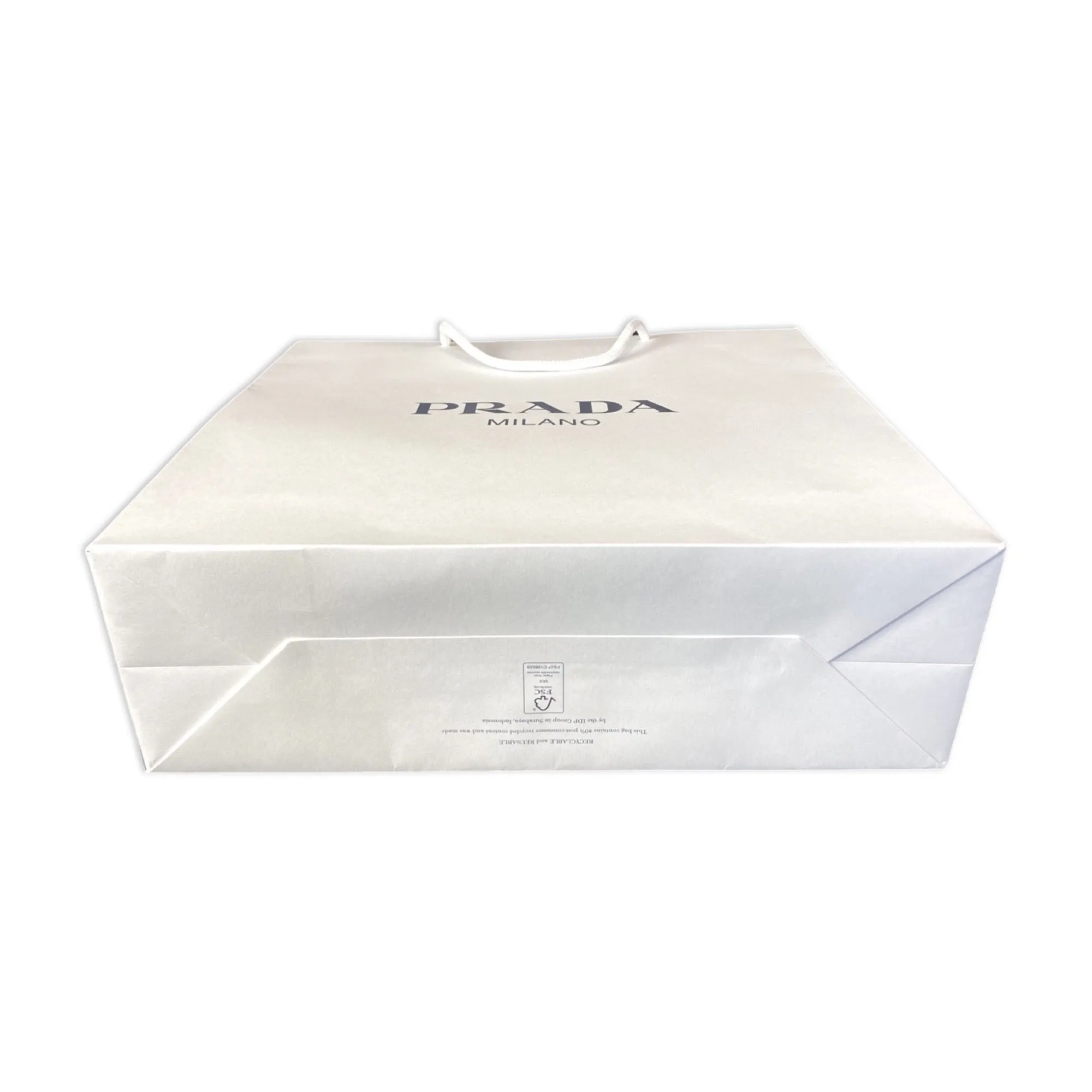Prada Logo White Paper Designer Shopping Gift Bag Medium Set of 2
