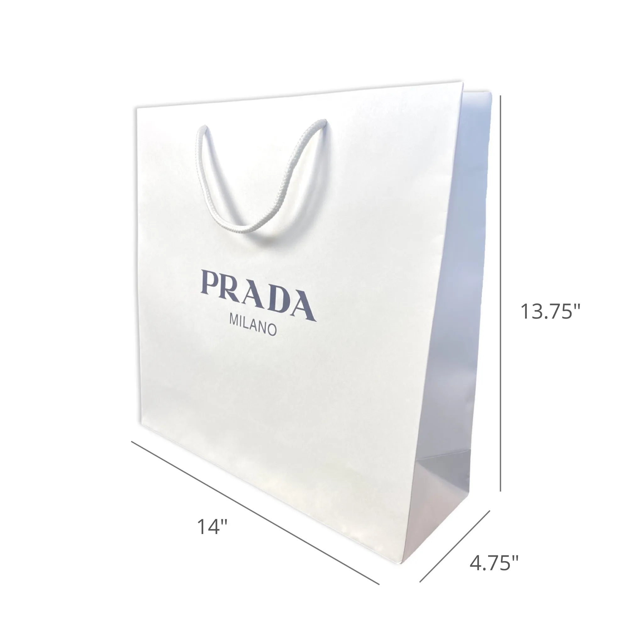 Prada Logo White Paper Designer Shopping Gift Bag Medium Set of 2