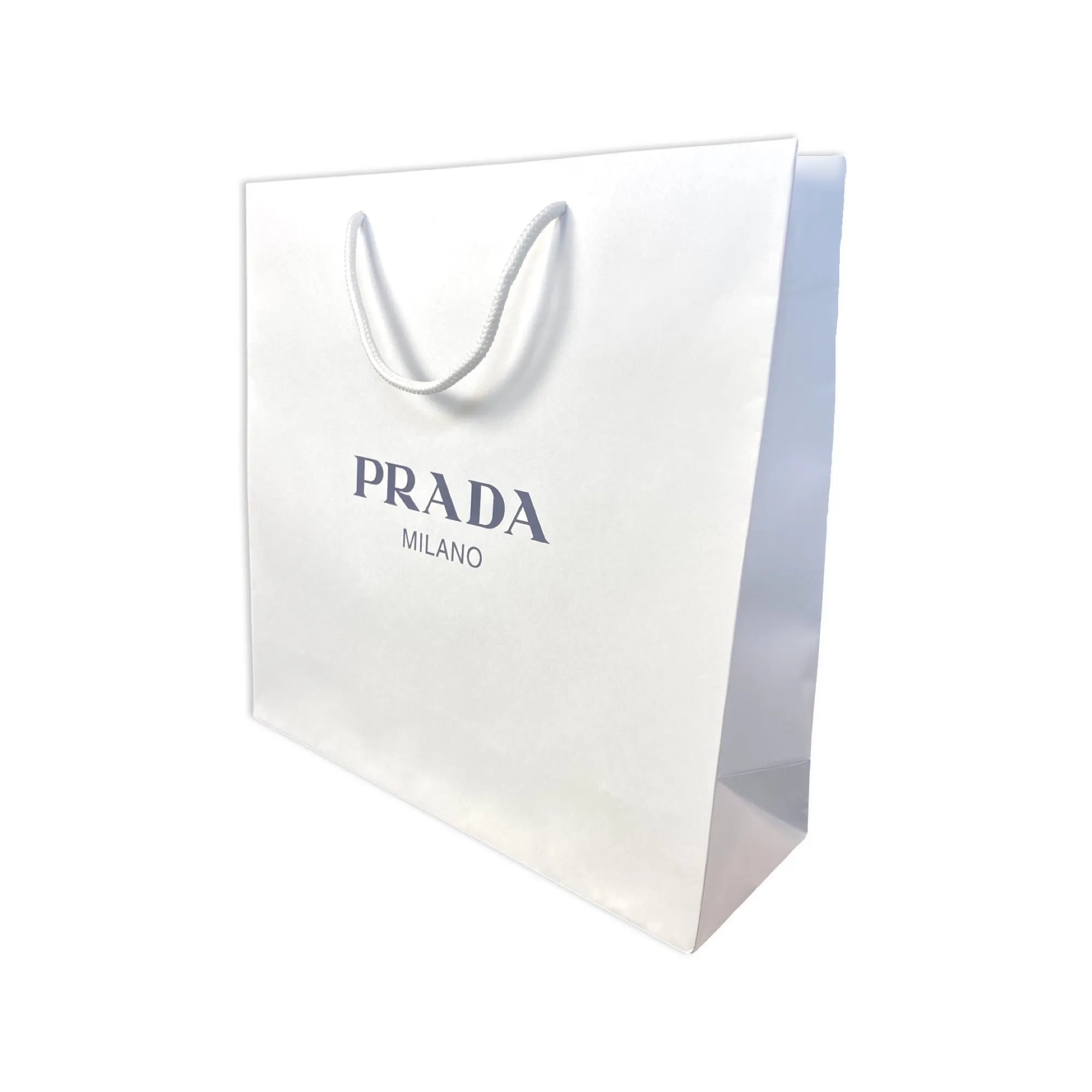 Prada Logo White Paper Designer Shopping Gift Bag Medium Set of 2