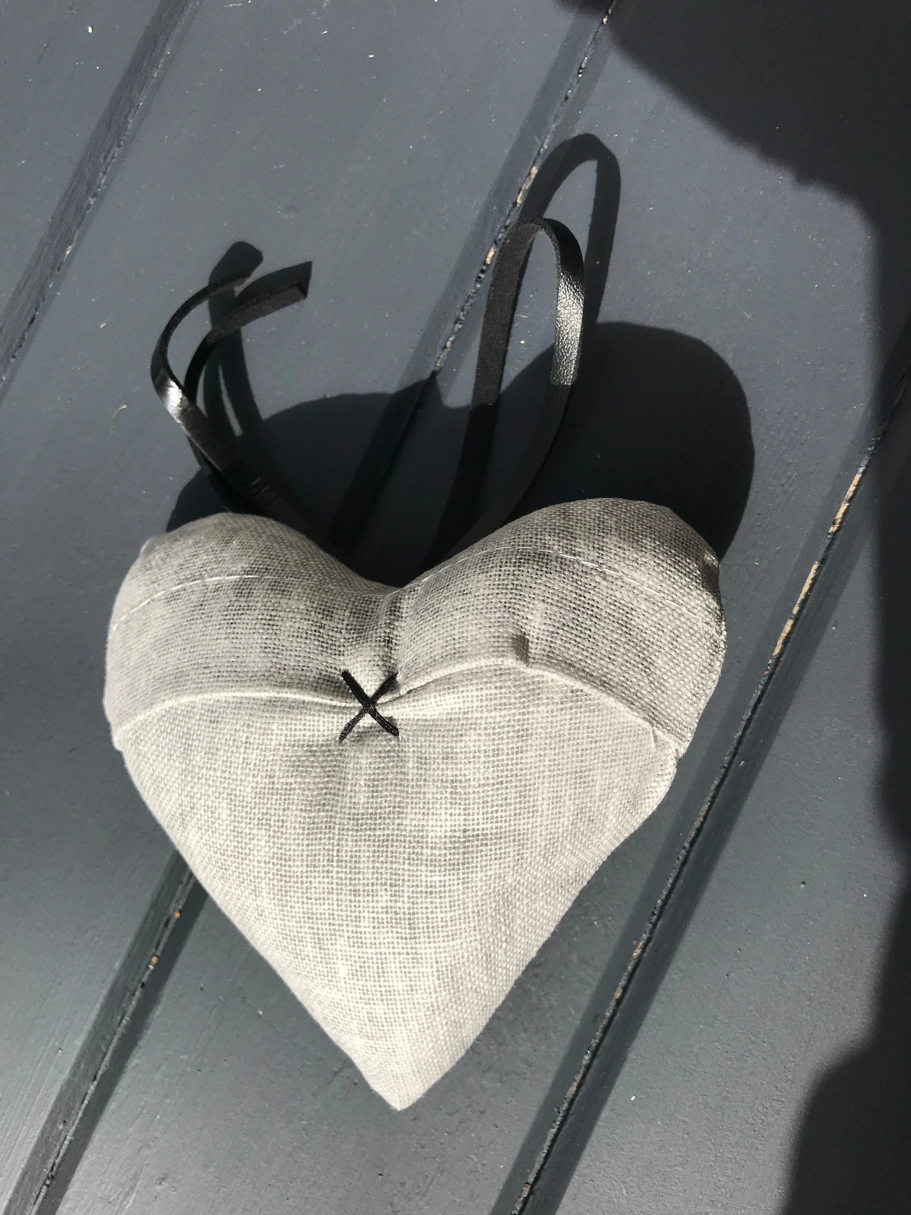 Pure Silk 'Scent Grey Heart' With Leather Hanger