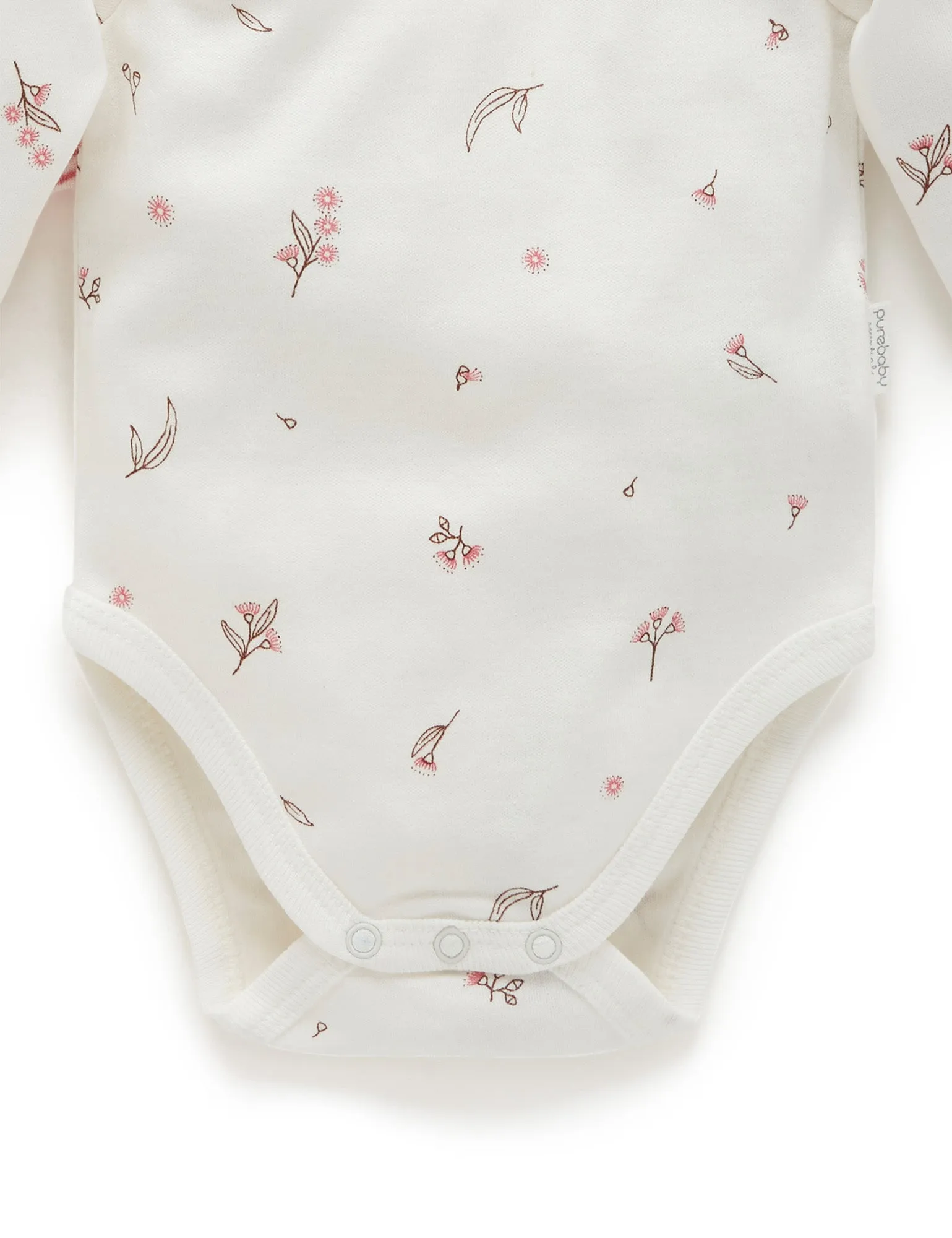 Purebaby Easy Neck Long Sleeve Bodysuit Twin Pack - Vanilla Blossom