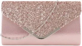 Queena Womens Shiny Glitter Evening Clutch Envelope Handbag Chain Purse for Wedding Party Prom Gift for Mom Wife Girlfriend