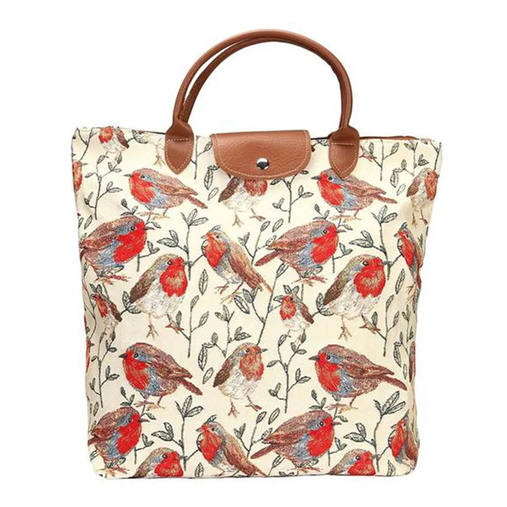 Robin Tapestry Foldaway Tote Bag