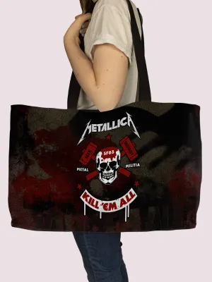 Rocksax Metallica Webbing Handled Beach/Shopper Bag - Kill Em All Skull
