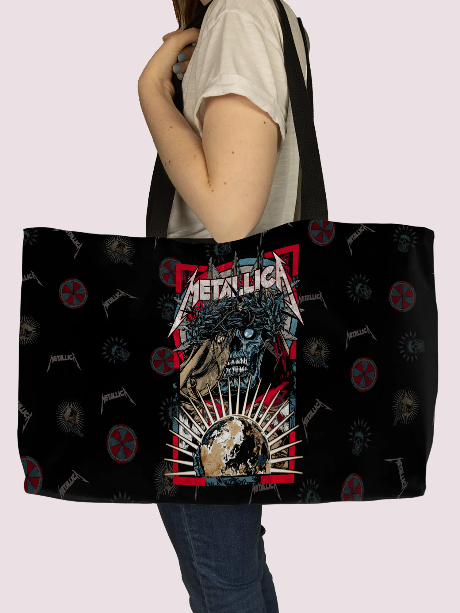 Rocksax Metallica Webbing Handled Beach/Shopper Bag - Skull
