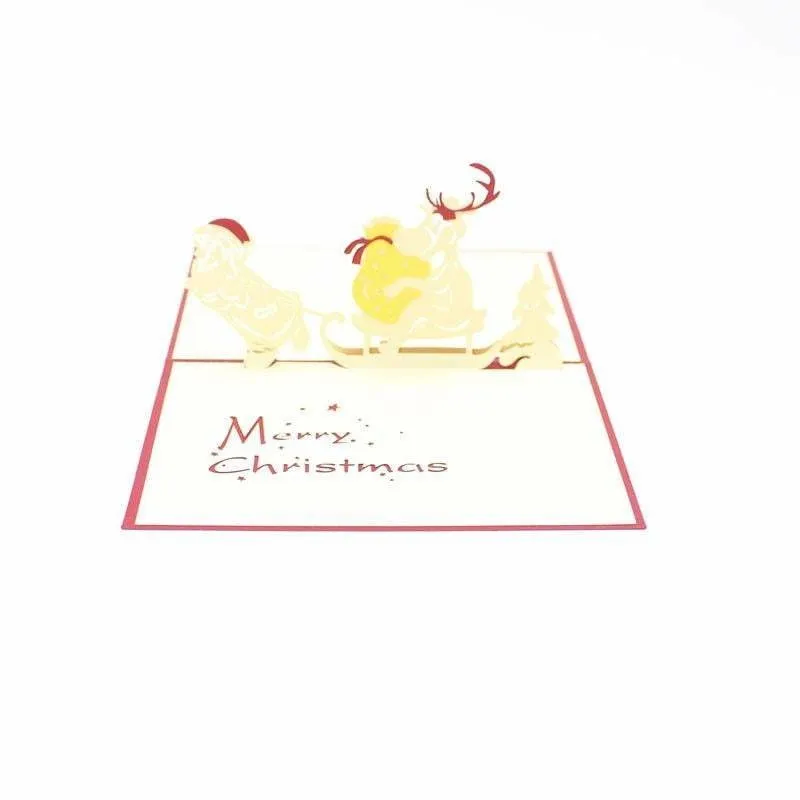 Santa Pulling Reindeer Pop-Up Card
