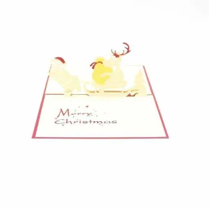 Santa Pulling Reindeer Pop-Up Card