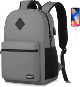 School Backpack,Unisex Classic Bookbag Teens Schoolbag with USB Port for High School College Office Work Travel