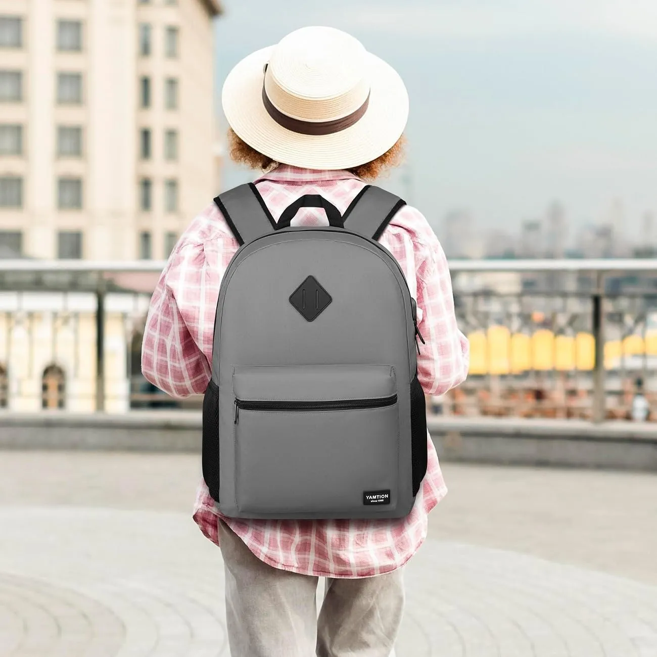 School Backpack,Unisex Classic Bookbag Teens Schoolbag with USB Port for High School College Office Work Travel