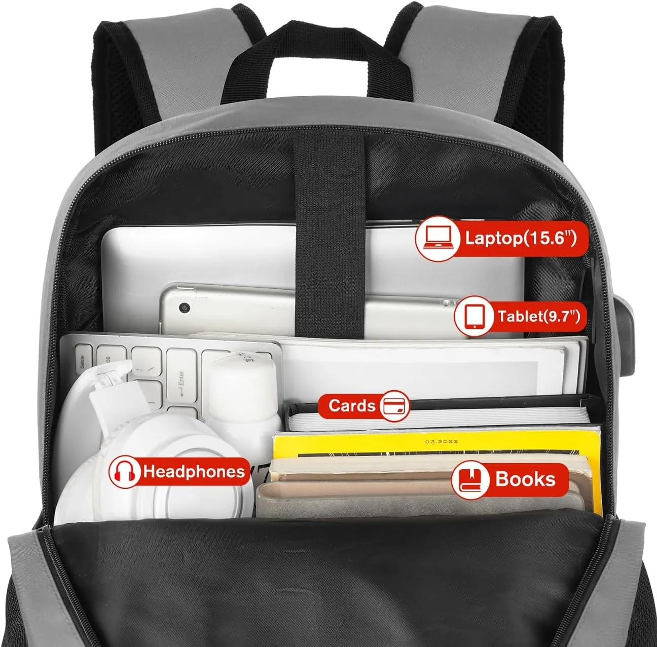 School Backpack,Unisex Classic Bookbag Teens Schoolbag with USB Port for High School College Office Work Travel