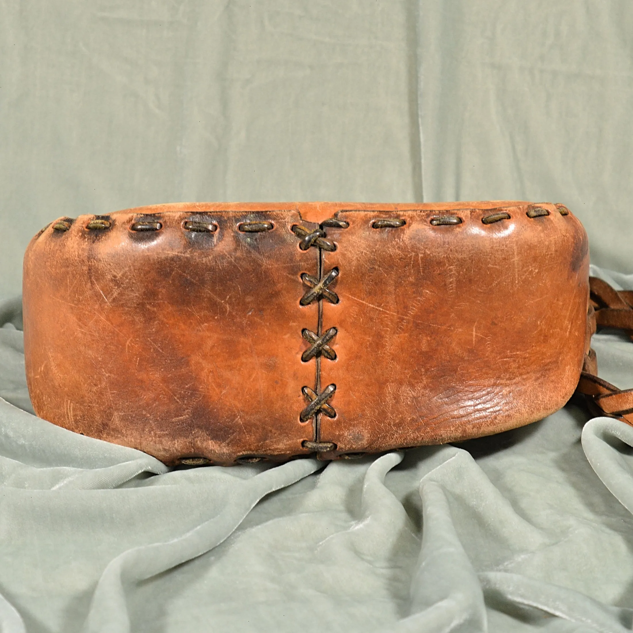 SOLD Vintage Tooled Leather Painted Handbag, OOAK Hippie Handmade Shoulder Bag, Monogrammed