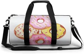 Sport Gym Duffle Travel Bag for Women Men Overnight Weekender Bag with Shoe Compartment,Wet Pocket Cute Donuts