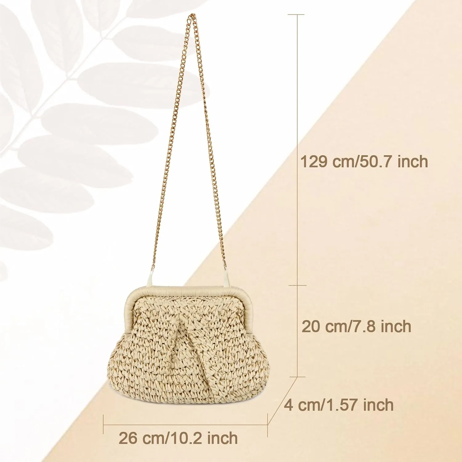 Straw Clutch Purse for Women - Woven Dumpling Bag Casual Beach Straw Summer Handmade Bag Crossbody Purse