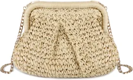 Straw Clutch Purse for Women - Woven Dumpling Bag Casual Beach Straw Summer Handmade Bag Crossbody Purse
