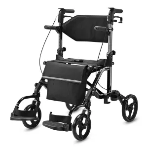 TheLAShop One-Hand Fold Rollator Walker with Footrest Seat Back&Armrest