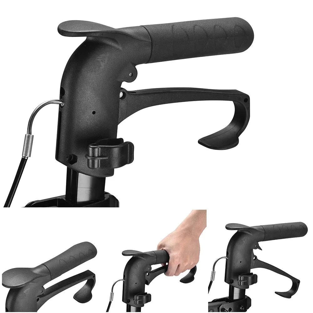 TheLAShop One-Hand Fold Rollator Walker with Footrest Seat Back&Armrest