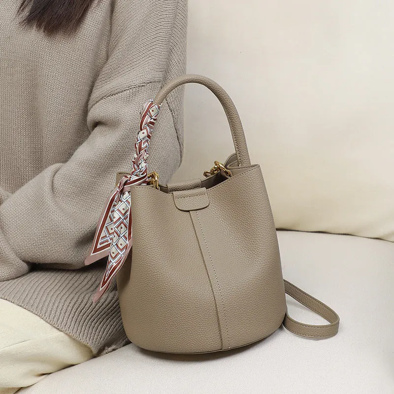 Viney Bag All-Match New Bags Women's Bag Crossbody Bag  Light Luxury High-Grade Genuine Leather Portable Bucket Bag