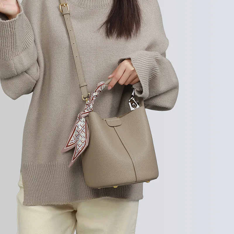 Viney Bag All-Match New Bags Women's Bag Crossbody Bag  Light Luxury High-Grade Genuine Leather Portable Bucket Bag