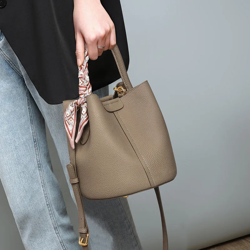Viney Bag All-Match New Bags Women's Bag Crossbody Bag  Light Luxury High-Grade Genuine Leather Portable Bucket Bag