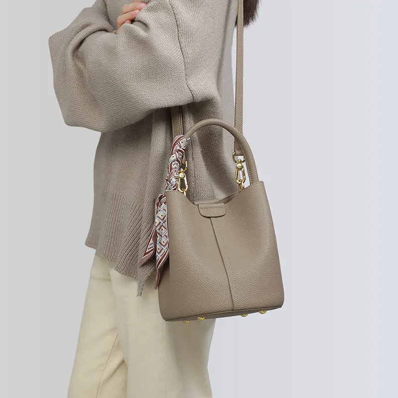 Viney Bag All-Match New Bags Women's Bag Crossbody Bag  Light Luxury High-Grade Genuine Leather Portable Bucket Bag