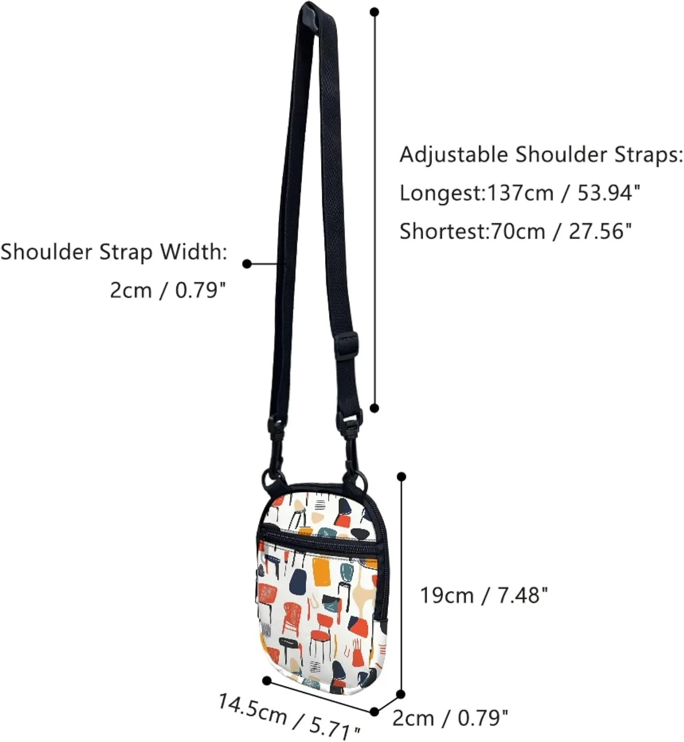 Women Girls Canvas Messenger Bag with Zipper Mini Crossbody Totes for Money Coins Purse Cell Phone Holder