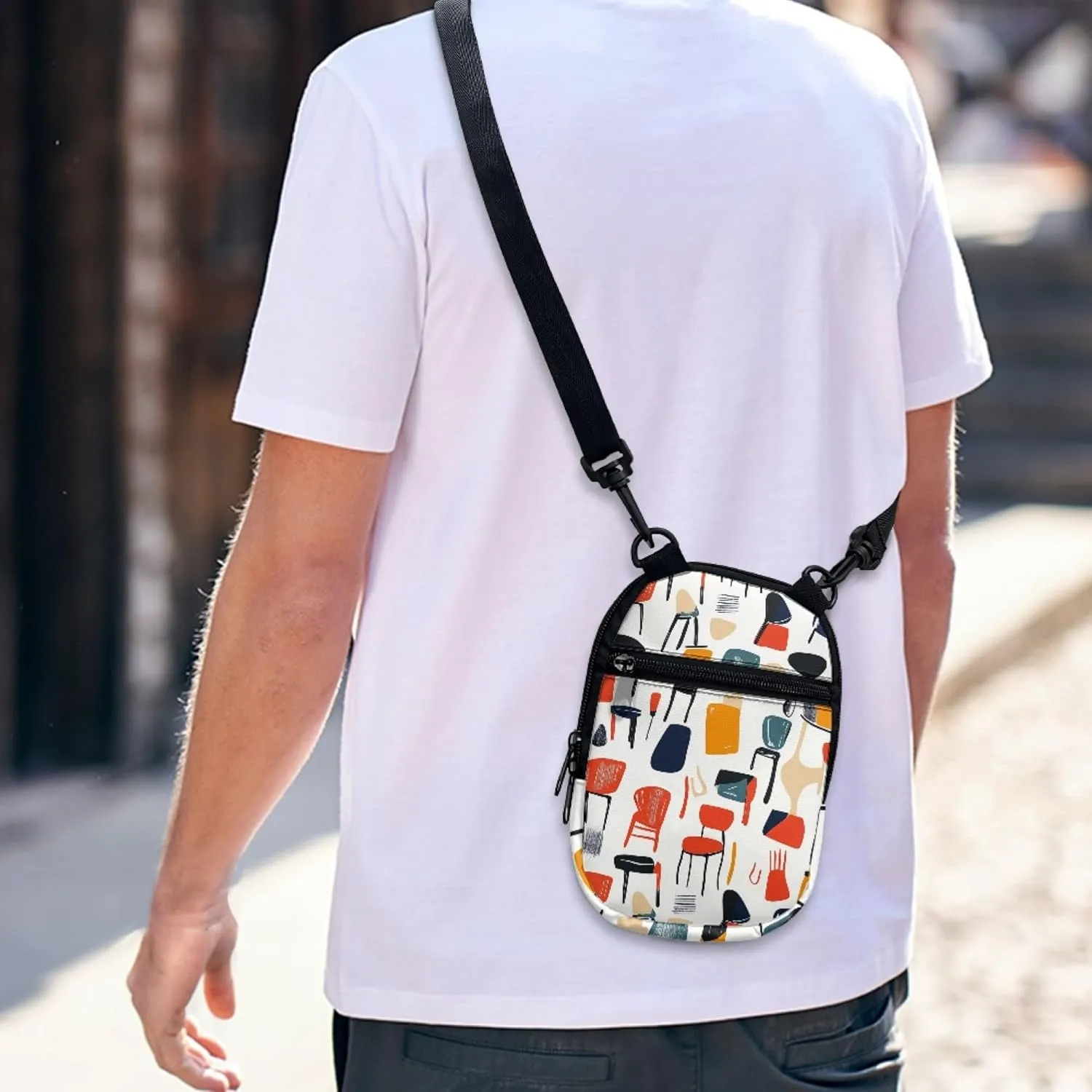 Women Girls Canvas Messenger Bag with Zipper Mini Crossbody Totes for Money Coins Purse Cell Phone Holder