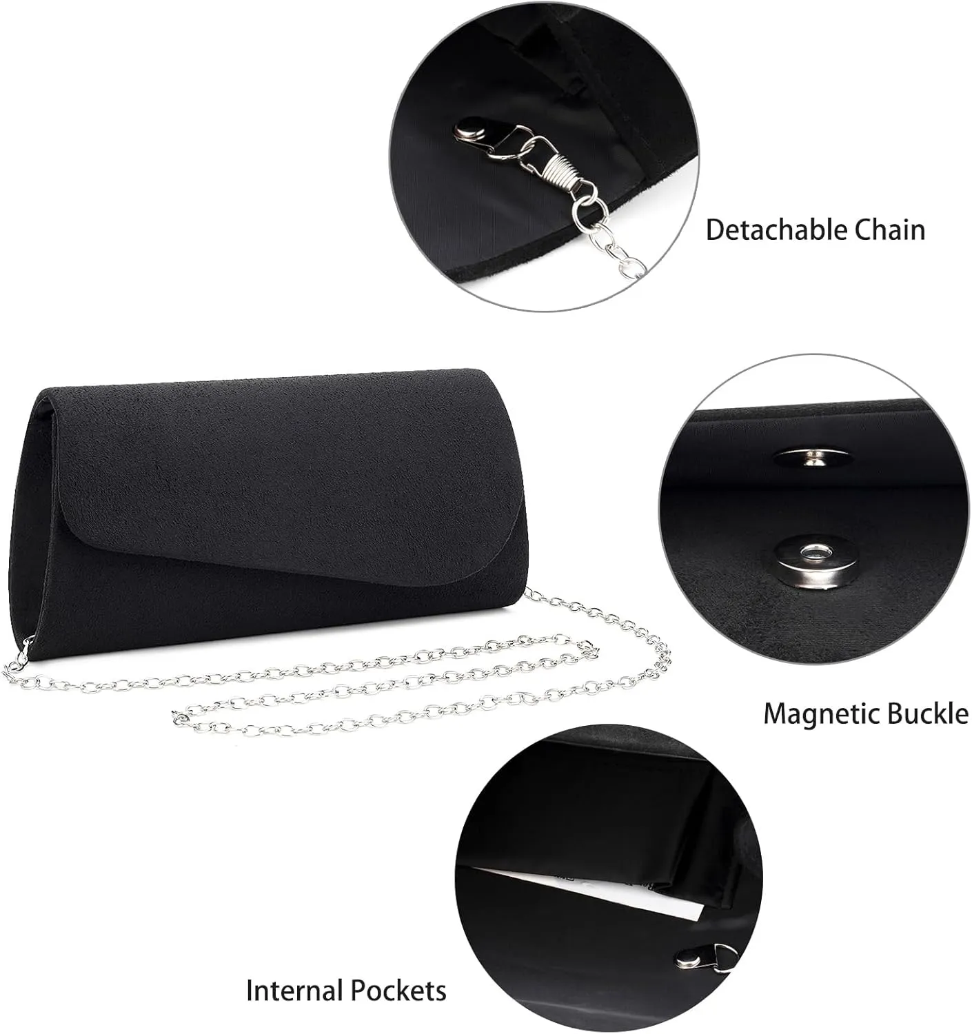 YYW Women Clutch Purse Evening Envelope Bags Elegant Velvet Shoulder Crossbody Handbag for Party Wedding Prom